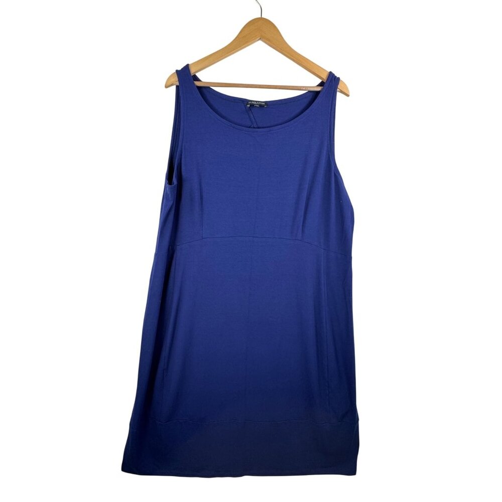 Eileen Fisher jersey knit lagen‎ look midi dress stretchy blue sz 2X